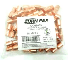Zurn QQ650CX  1/2" Barb x 1/2" Male Sweat Copper PEX Sweat Adapter  50pcs