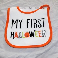 NEW Baby First Halloween Bib Unisex Jack O Lantern Pumpkin Boy Girl Holiday