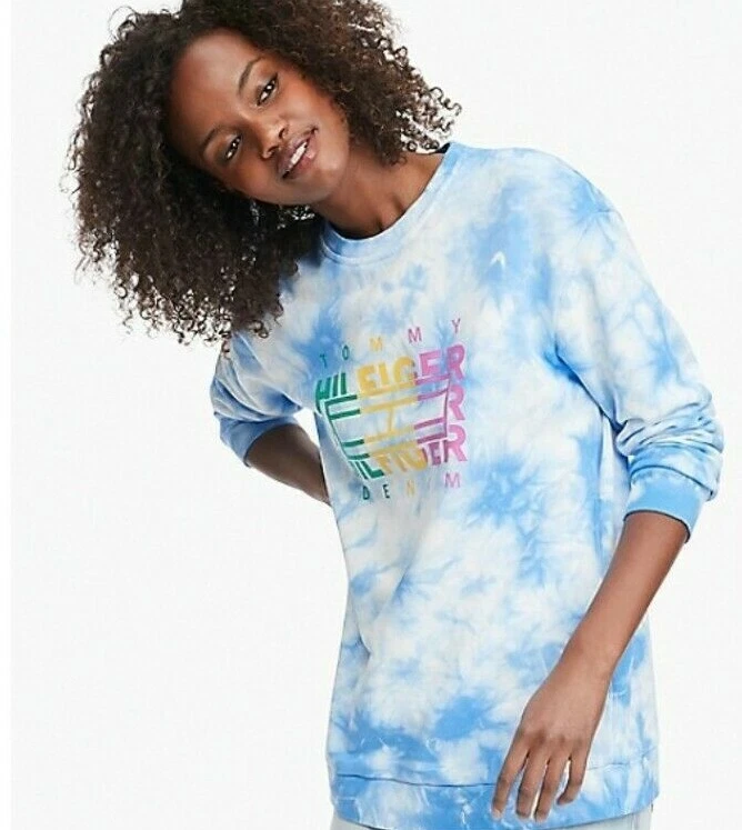 Tommy Hilfiger Denim Womens Designer Tie Dye Sweatshirt Jumper