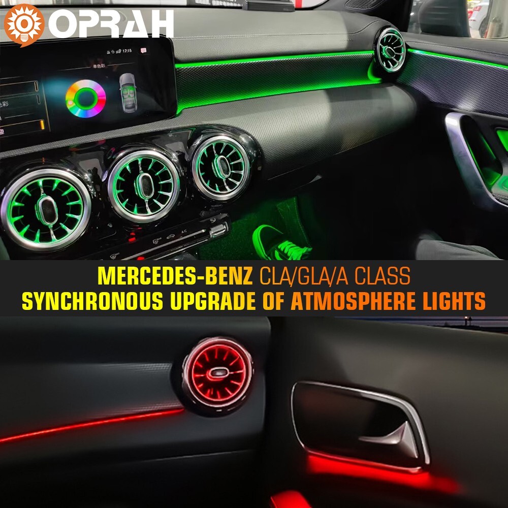 64-Color Air Vent LED Ambient Lighting for Mercedes CLA/GLA/A W117/W156/W176 Models