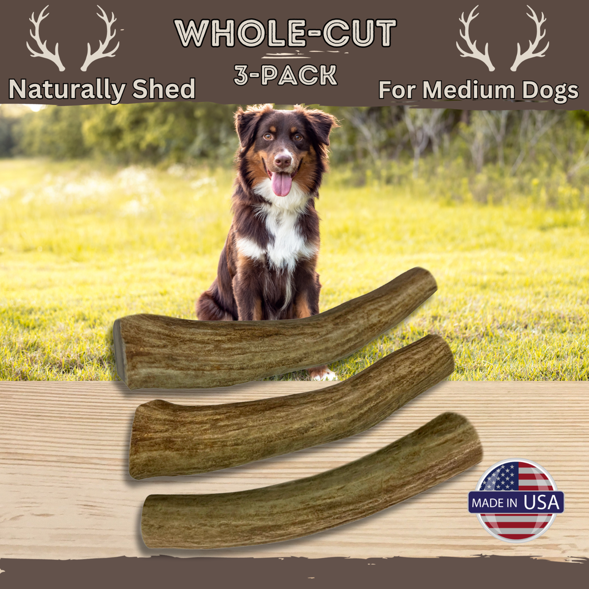 Antlers For Dogs WhiteTail Naturals Pack- Deer Antler Dog Chews