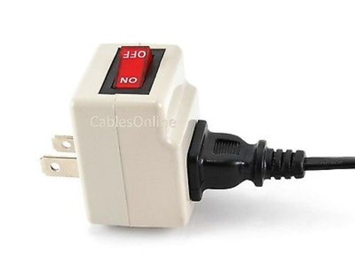 1-Port Wall Outlet 2-Prong AC Power Adapter with On/Off Switch, PS-A1P