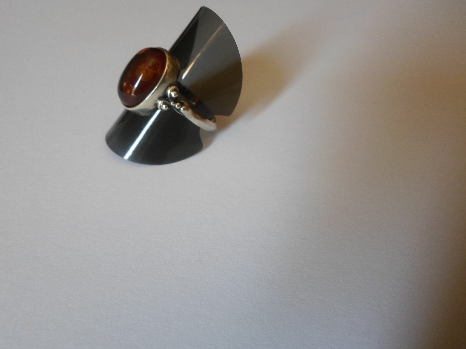 solid silver ring, dark amber cabochon, size 58 - image 6