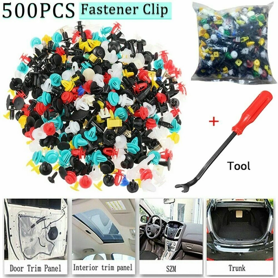 500 Clips Car Body Plastic Push Pin Rivet Trim Moulding Fastener Screwdriver Kit Foto 3 de 4