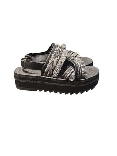 TEVA Flatform Ceres Double DIAMOND BLACK PLATFORM SANDALS US 8 - Picture 4 of 7
