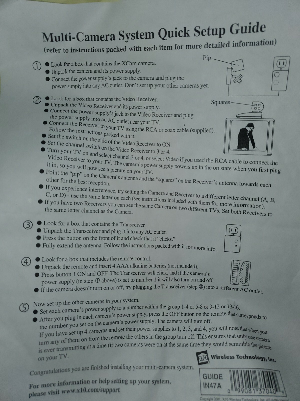 NEW Open Box X10 Wireless Security System with 9pcs. And instruction guide USPS 