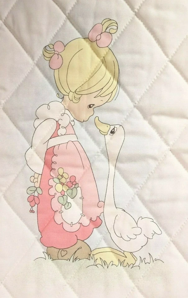 Nuevo Edredón Bebé Hecho a Mano / Colgante de Pared "Preciosos Momentos" Niñas con Patos 44" H Foto 2 de 4