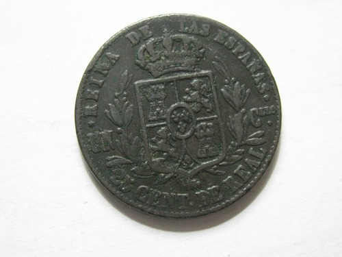 1855 25 Centimos Spain Segovia Royal Mint Queen Isabella II coin #1855.1 - Bild 4 von 8