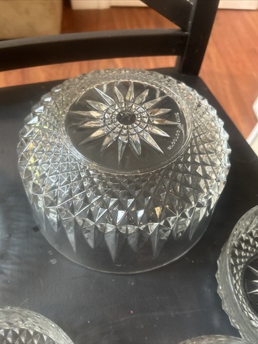 Vintage Arcoroc Diamant France 5 pc Salad Bowl Serving Set Clear Glass Starburst - Picture 3 of 5