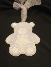 AMSCAN Ceramic Baby Wall Teddy Bear Light Blue / Lavender 449194
