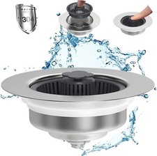 3in1 Kitchen Sink Drain Strainer-Stopper Set,Stainless Steel Kitchen Sink Stoppe