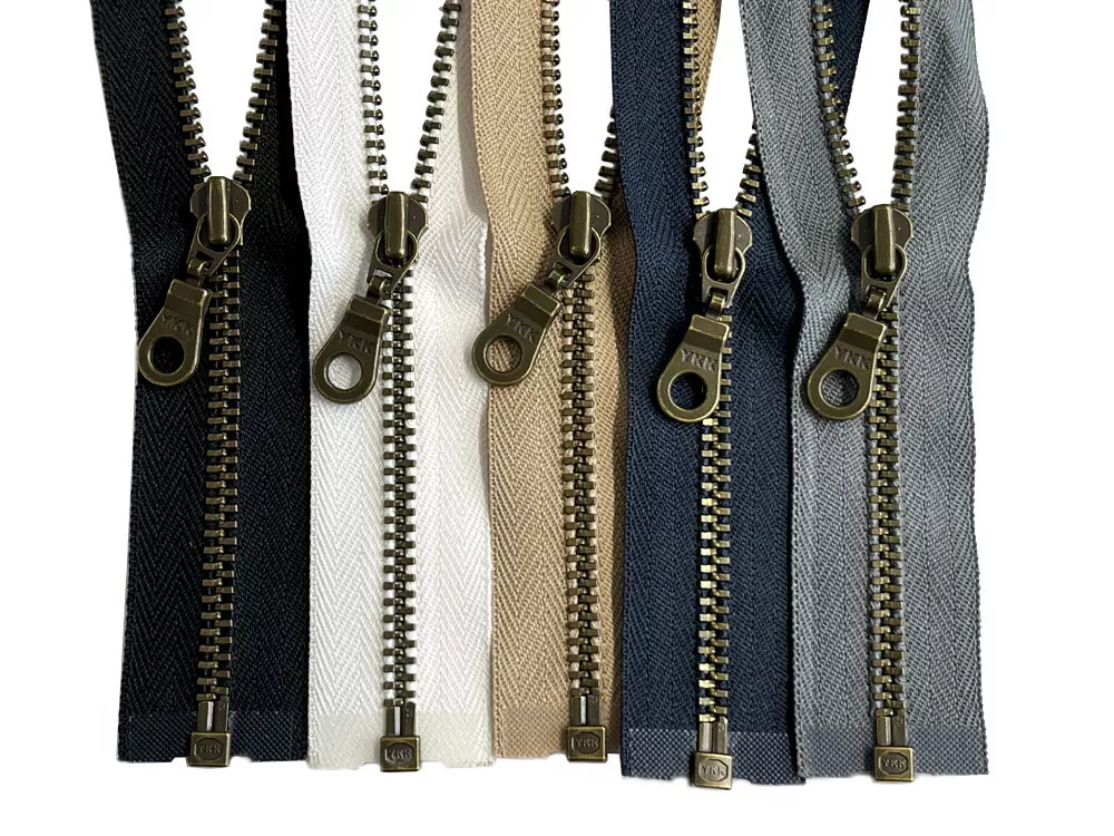 YKK 3 Antique Brass Metal Jacket Zippers with Donut Pull Separating 7