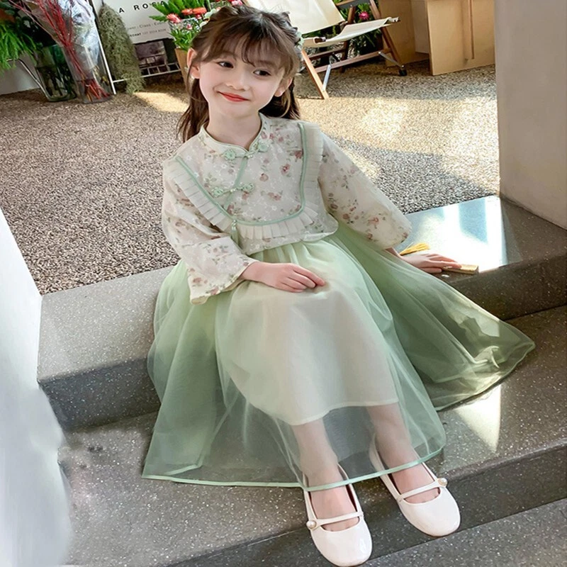Disfraz de princesa verde Hanfu estilo chino para niños pequeños bebé niña Foto 4 de 4