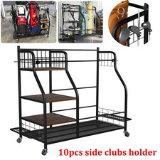 Large Double Golf Bag Storage Garage Organizer Club Golf Rack Holder with Wheels
