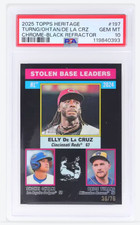 2025 Topps Heritage Elly De La Cruz Shohei Ohtani Black Refractor /76 PSA 10