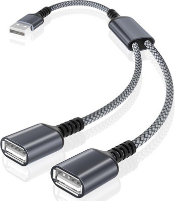 USB Splitter Y Kabel 0,3m Doppelstecker Adapter für PC, Mac, Auto, PS4, PS5,