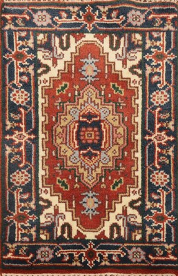 Geometric Oriental Accent Rug Wool Rust/ Navy Blue Traditional Handmade Rug 2x3