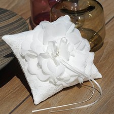 EinsSein Petit Coussin d’Alliance Mariage Fleur 15x15 cm Crème Ivoire | Porte...