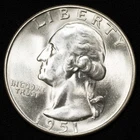 1951-S Washington Silver Quarter - San Francisco Mint - Choice Uncirculated BU+