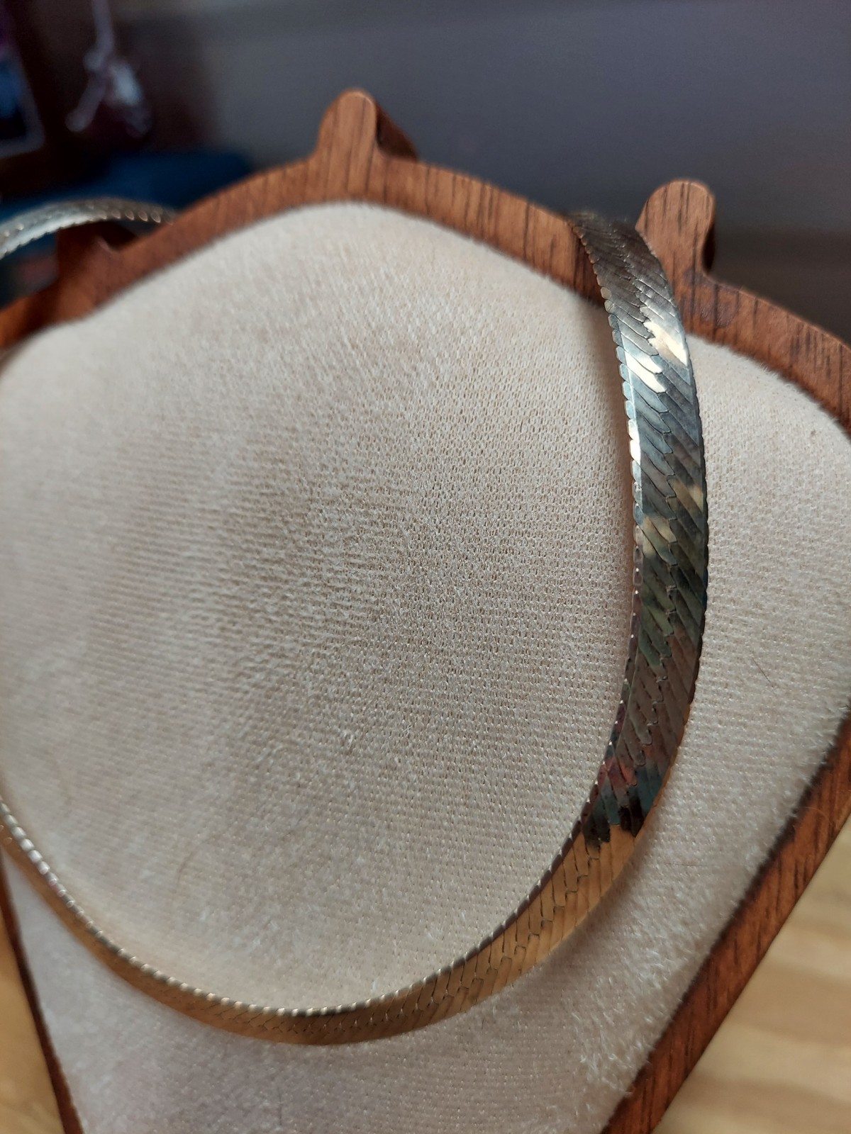 solid 925 silver 24" herringbone necklace - image 3