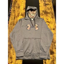 Under Armour ColdGear Storm Hoodie Gray Camo Logo Loose Fit Men  s S