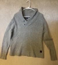 Ben Sherman Oatmeal Soft Mens Lambswool Shawl Neck Knit Sweater Warm L