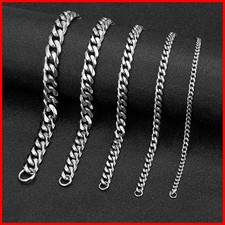 3-11mm Punk Rock Stainless Steel Curb Cuban Link Chain Bracelet For men Women