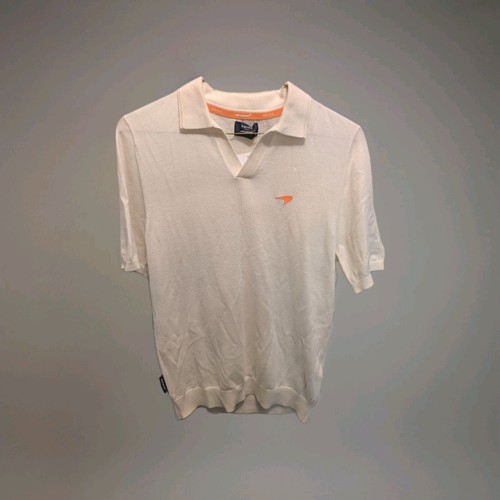 REISS MCLAREN F1 MERINO WOOL OPEN COLLAR POLO SHIRT LANDO NORRIS medium