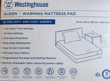 Westinghouse Queen Size Heated Bed Warmer Sherpa Mattress Pad w/Wireless Remote