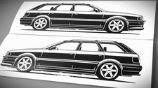 Audi S2 Avant Sticker Silhouette Audi 80 Avant Typ 89 Aufkleber 2x Schwarz neu