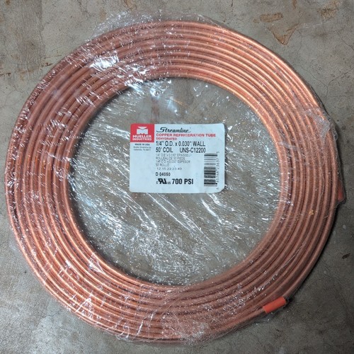 Streamline Mueller Copper Coil D04050 Refrigeration Tubing 1/4" O.D. x 50 ft