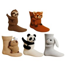 3D Cute Animals Socks Knitted Animal Pattern Floor Socks Unisex Funny Winter