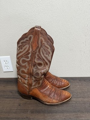 El Dorado Men's Handmade Ostrich Leg Cowboy Boot Golden Brown Size 8.5 D