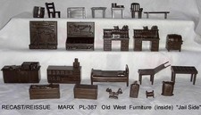 Marx reissue PL-387 Western "Jail Side" accessories in brown hard plastic