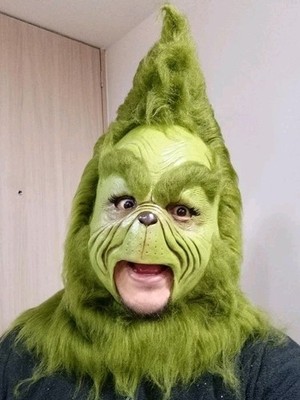 the grinch mask + hands-free latex, hadmade 100%, christmas, movie, cosplay