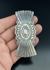 Native American VTG Sterling Silver Concho Style Hand Stamped Navajo Hair Clip