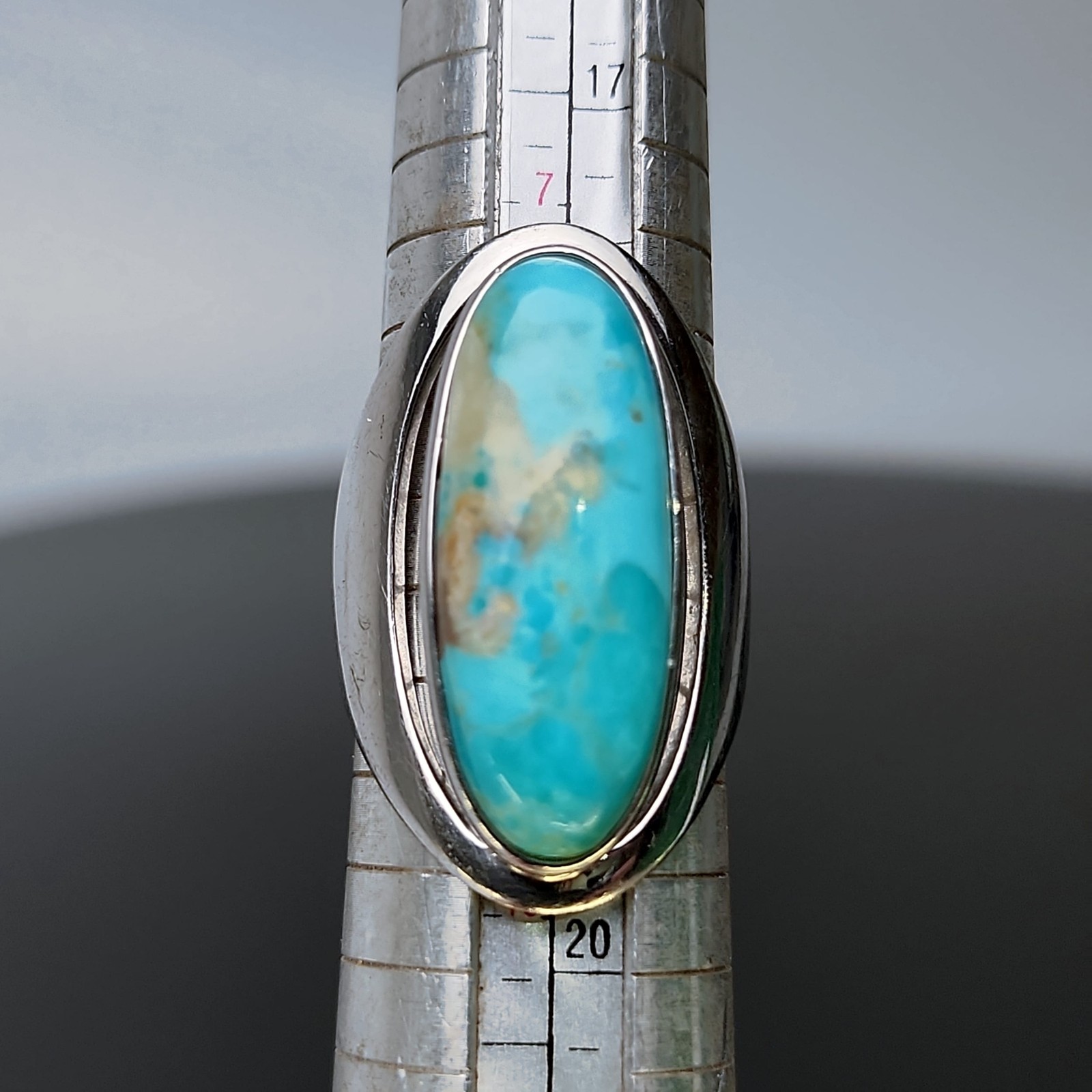 Statement Turquoise Ring 925 Sterling Silver Sz 8… - image 7