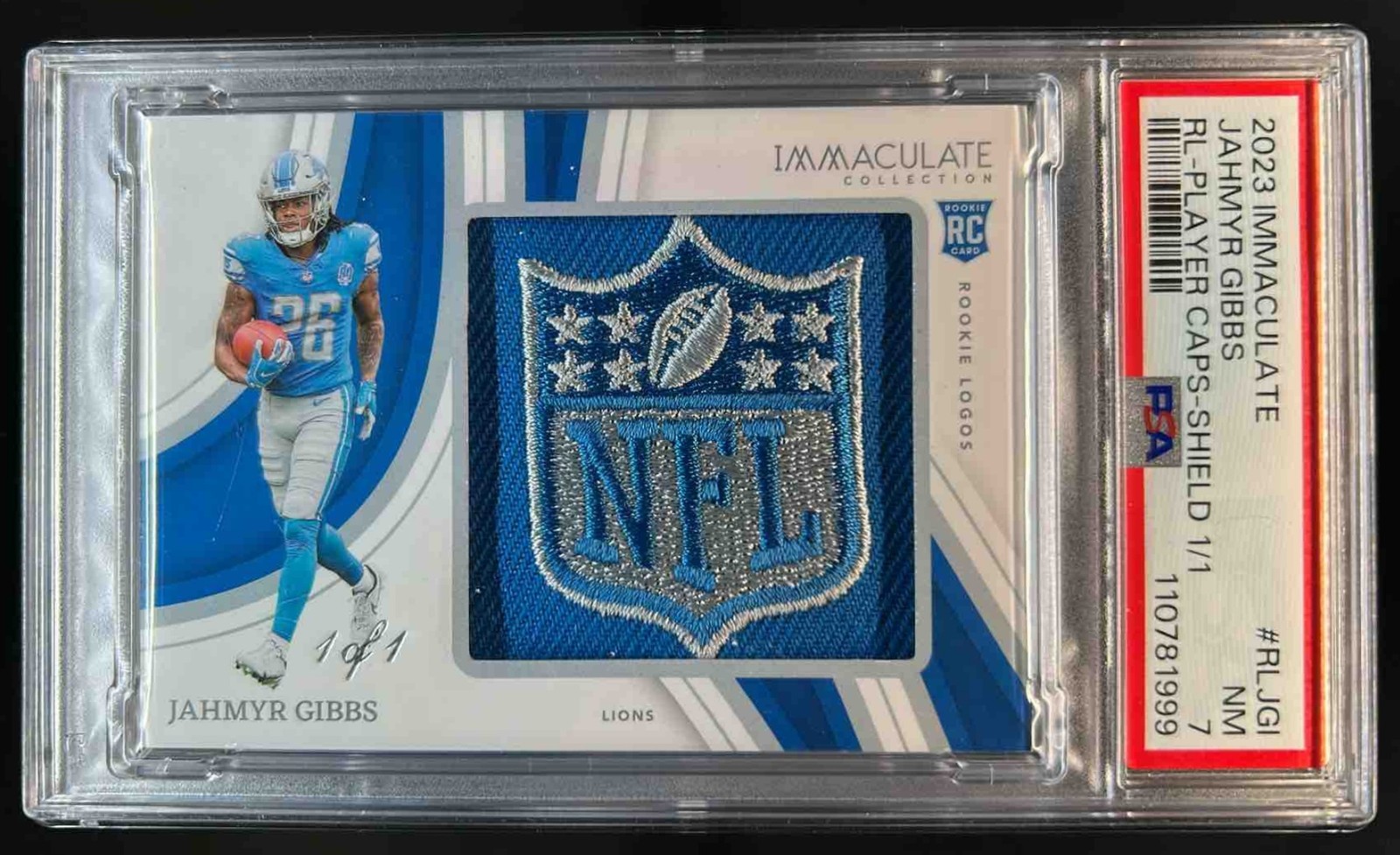 Jahmyr Gibbs Panini Immaculate Collection Rookie Logos #RLJGI Player Caps-Shield 1/1