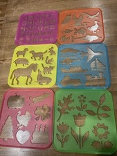 VTG 80's Tuppertoys Tupperware 6 Stencil Art Set Letters Shapes Animals plants