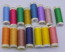 MIXED LOT OF 15 GUTERMANN GERMANY POLYESTER THREAD SPOOLS, MULTIPLE COLORS