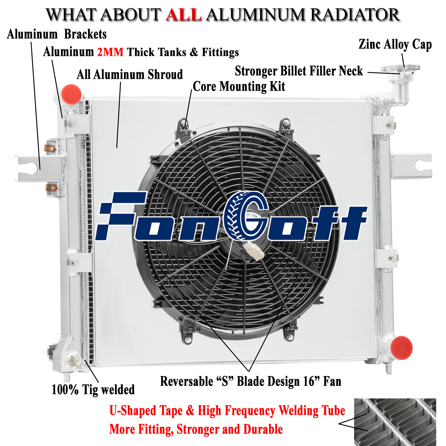 4 Row Radiator w/ Fan Fit 2005~2010 Jeep Grand Cherokee Commander 4.7L V8