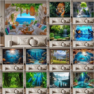 Large Land and Underwater Scenery Wall Hanging Tapestry Bedspread Backdrop Decor