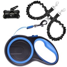 Dual Retractable Dog Leash for Walking 2 Small-Large Dogs up to 44lbs 16 feet