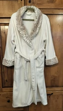 Carole Hochman Bath Robe Soft Fleece Plush Wrap Size XL Cream Animal Print