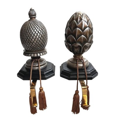 Stocking Holders Artichoke Pineapple Finial Elegant Silver/Gold/Bronze Set of 2
