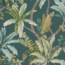 Image of Holden Decor Trailing Palm Wallpaper - Teal Tropical Botanical 13801