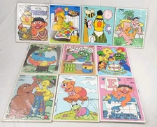Playskool Wooden Puzzle Lot x 10 Sesame Street Muppets 1970-80 Ernie Bert Oscar