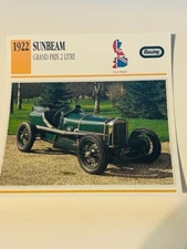 Classic Car Print Automobile picture 6X6 ephemera litho 1922 Sunbeam Grand Prix