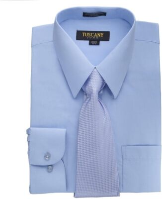 Men's Dress Cotton-Blend Shirts W/ Matching (Random design) Tie Set -20  colors | eBay