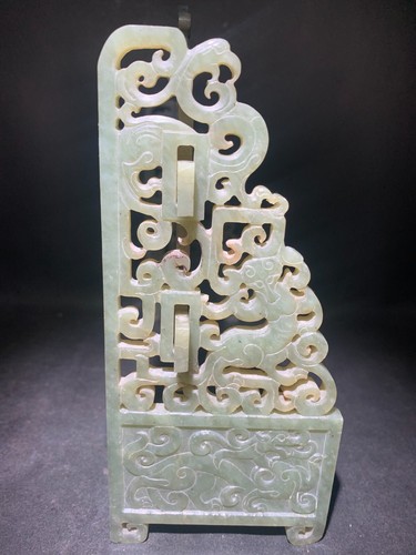 22 cm Chinese antique Han Dynasty dragon and phoenix jade ornament - Picture 7 of 18